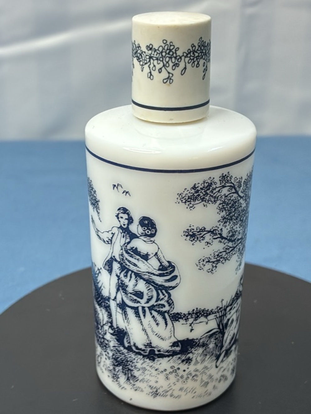 Avon Blue and White Porcelain-Style Bath Bottle